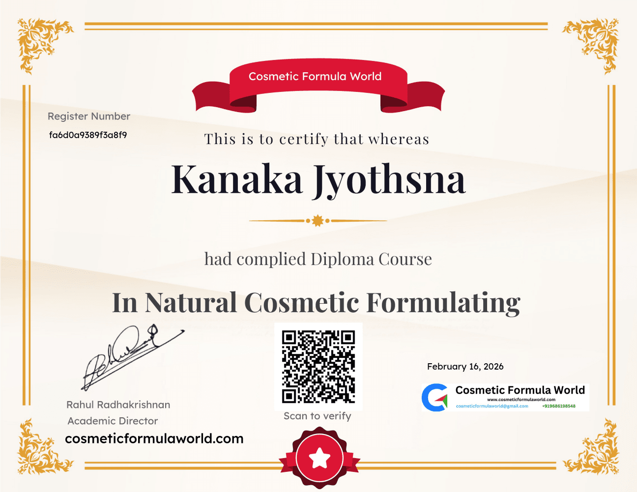 Compliance Certificate